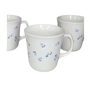 Set of 4 Corelle Provincial Blue Floral Coffee Cups, Blue Flower Mug Cottage